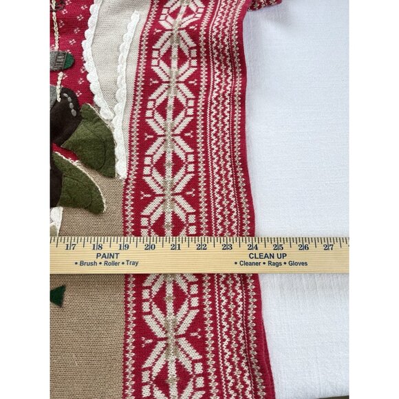 Christopher‎ Banks Women’s XL Hand Embroidered Holiday Christmas Sweater Bear - Picture 12 of 12